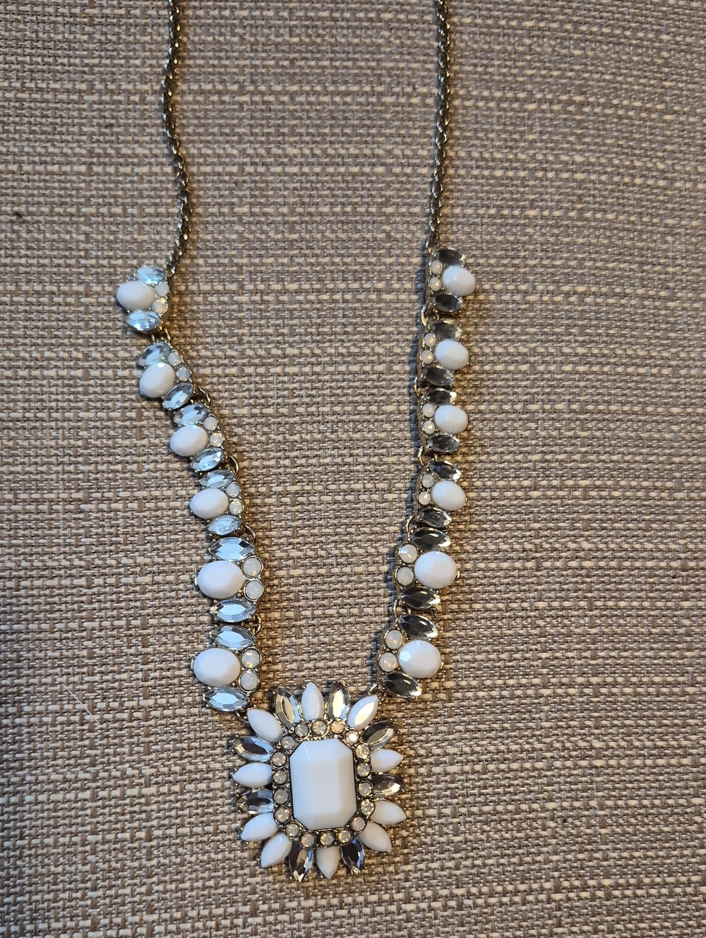 Park Lane White and Clear Crystal Statement Necklace